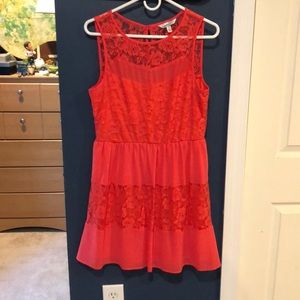 CORAL LACE BUSINESS CASUAL SKATER DRESS